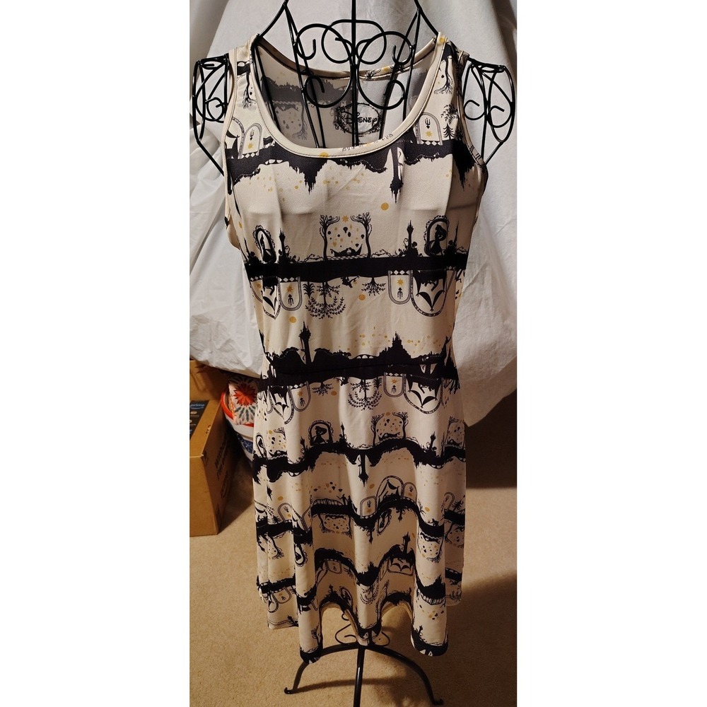 Disney Tangled Storyboard Skater Dress Rapunzel Flynn Rider Ivory Black Large